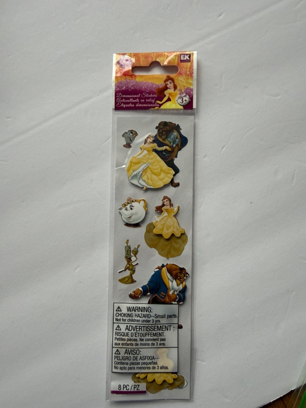 Disney Yellow & Gold Beauty and the Beast Puffy Sticker Set